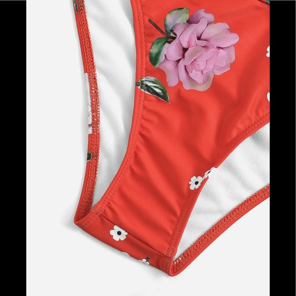 Floral Print Halter Top & Side Tie Bikini Set - Picture 4 of 6